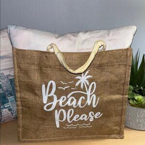 Chic Brown Beach Tote with Palm Print
